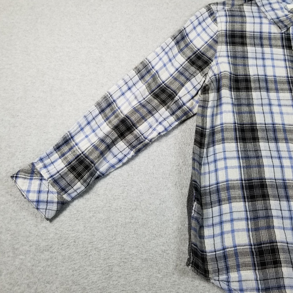 Westbound Button Up Shirt Women's Petite Medium PM Blue Black Plaid Long Sleeves - Picture 3 of 9